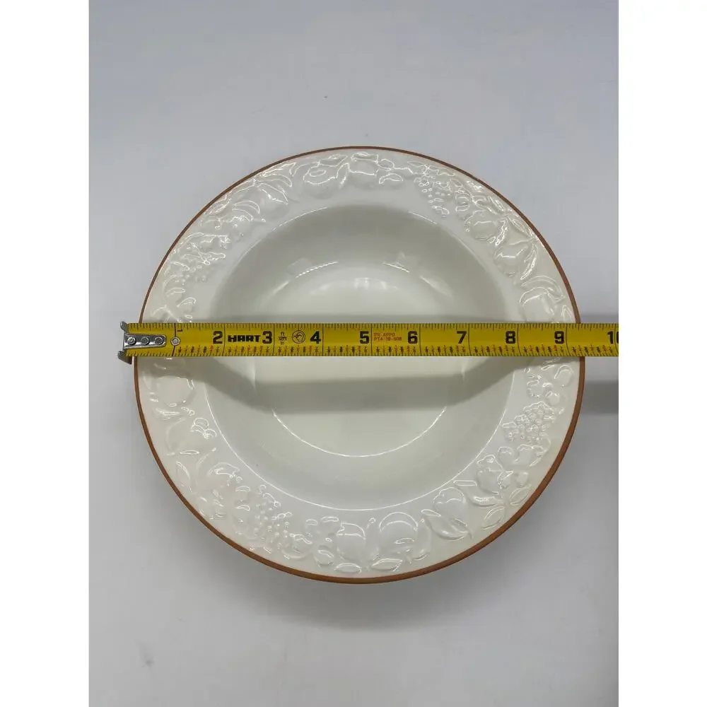 Pier 1 Fruit Relief Set of 4 Soup / Pasta Bowls Italy Wear on Rims *See Photos